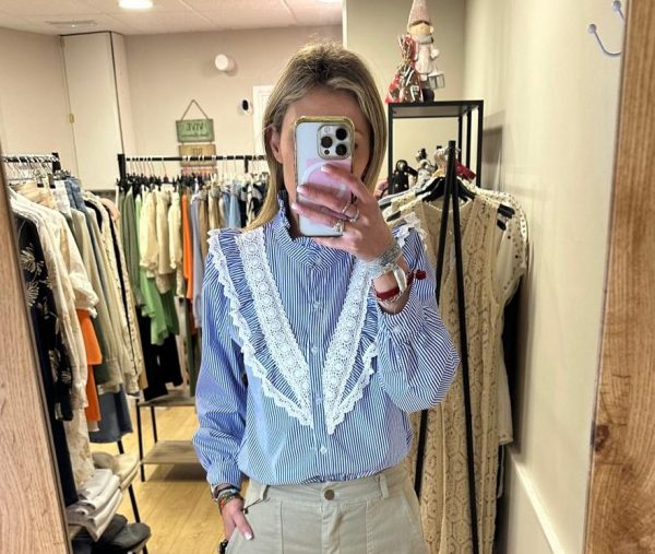 Camisa rayas azul talla única