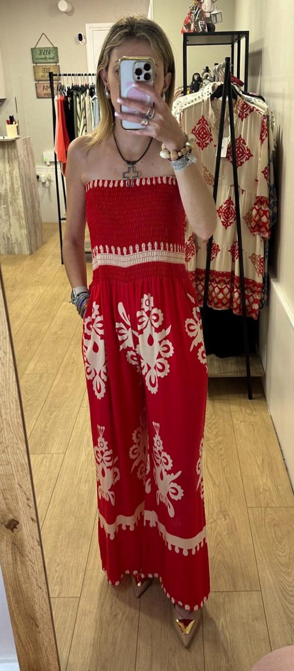 MONO ROJO FLORES TALLA UNICA