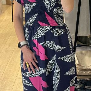 Vestido largo hojas azul