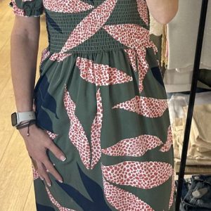 Vestido largo verde hojas
