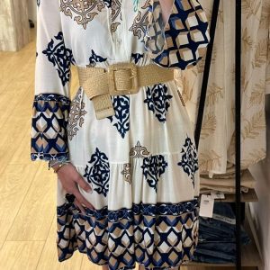VESTIDO CORTO FLORES AZUL