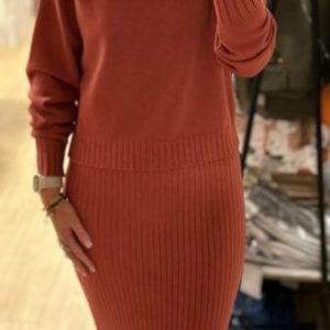 VESTIDO+ JERSEY COLOR TEJA